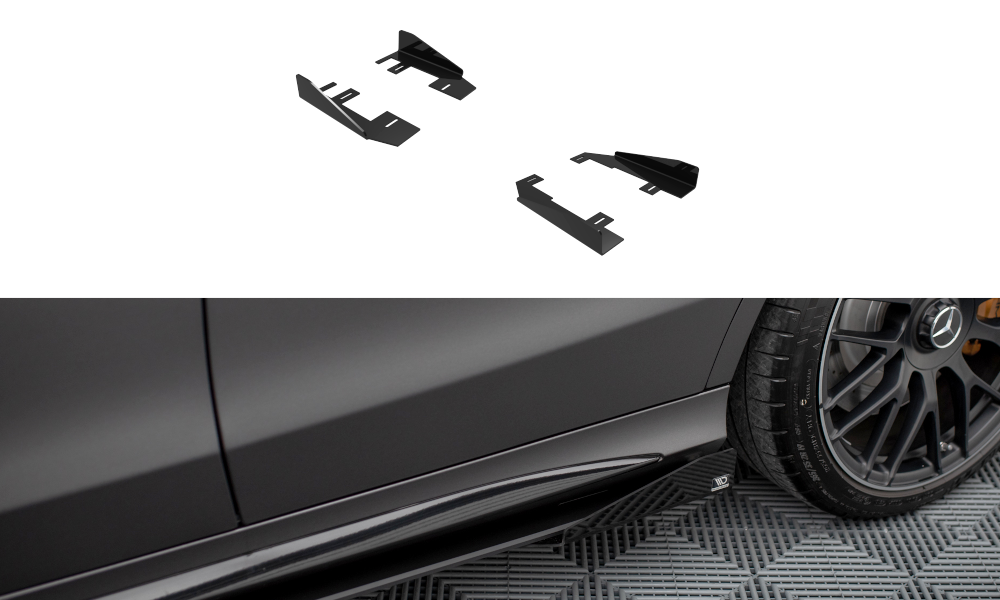 Seitenschweller Flaps passend für Mercedes-AMG C63 Limousine / Kombi W205 Facelift schwarz Hochglanz – Ansicht 2