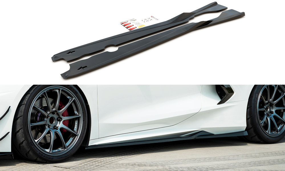 Street+ Seitenschweller Leisten passend für Chevrolet Corvette C8 schwarz Hochglanz – Ansicht 2