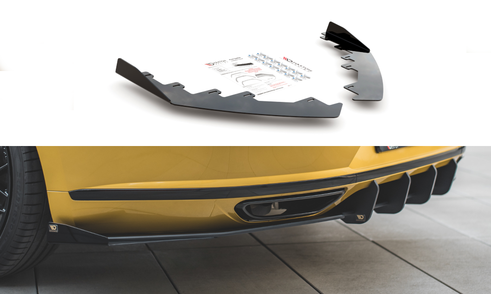 Hintere Seiten Flaps passend für VW Arteon R-Line Limousine / Shooting Brake Mk1 schwarz Hochglanz – Ansicht 2