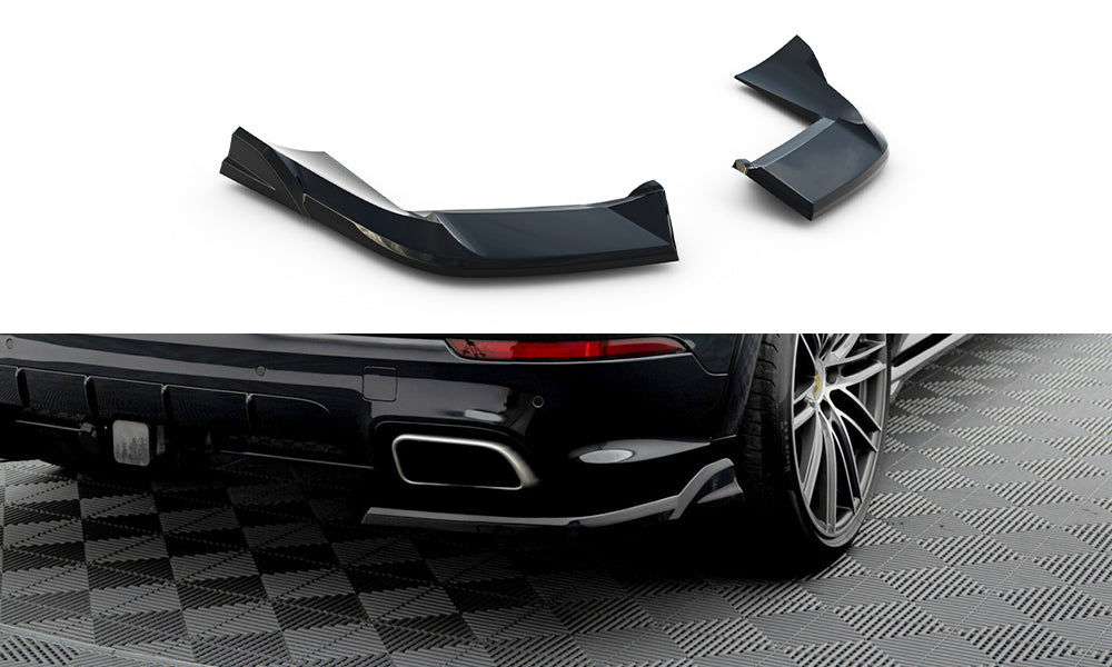 Heck Ansatz Flaps Diffusor passend für Porsche Cayenne Sport Design SUV / Coupe Mk3 schwarz Hochglanz – Ansicht 2