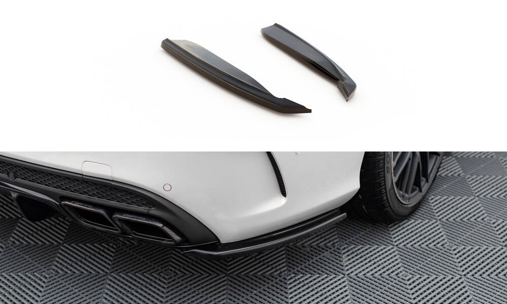 Heck Ansatz Flaps Diffusor passend für Mercedes C-Klasse S205 63 AMG  schwarz Hochglanz – Ansicht 2