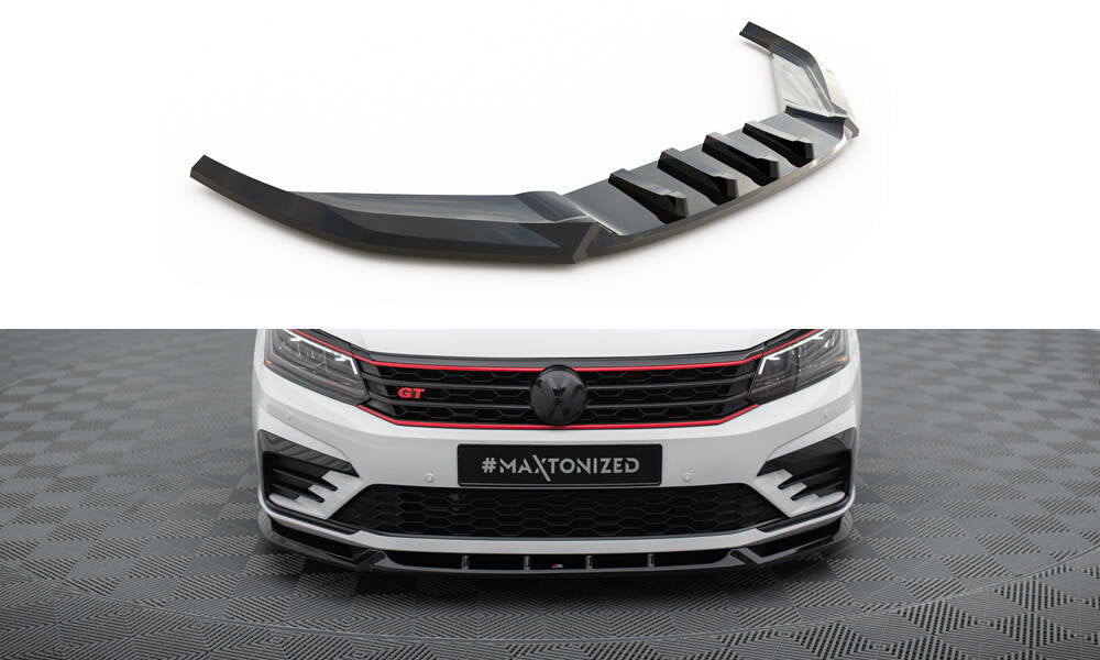 Street+ Spoilerlippe Front Ansatz V.1 passend für VW Passat GT B8 Facelift USA schwarz Hochglanz – Ansicht 2