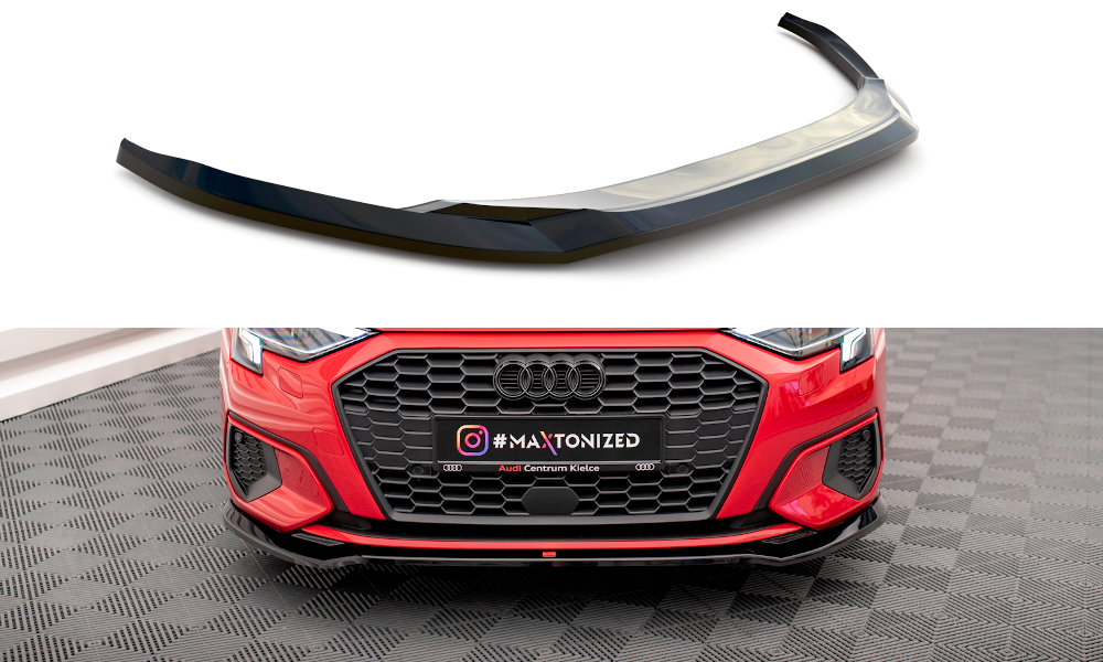 Street+ Spoilerlippe Front Ansatz V.2 passend für Audi A3 8Y schwarz Hochglanz – Ansicht 2