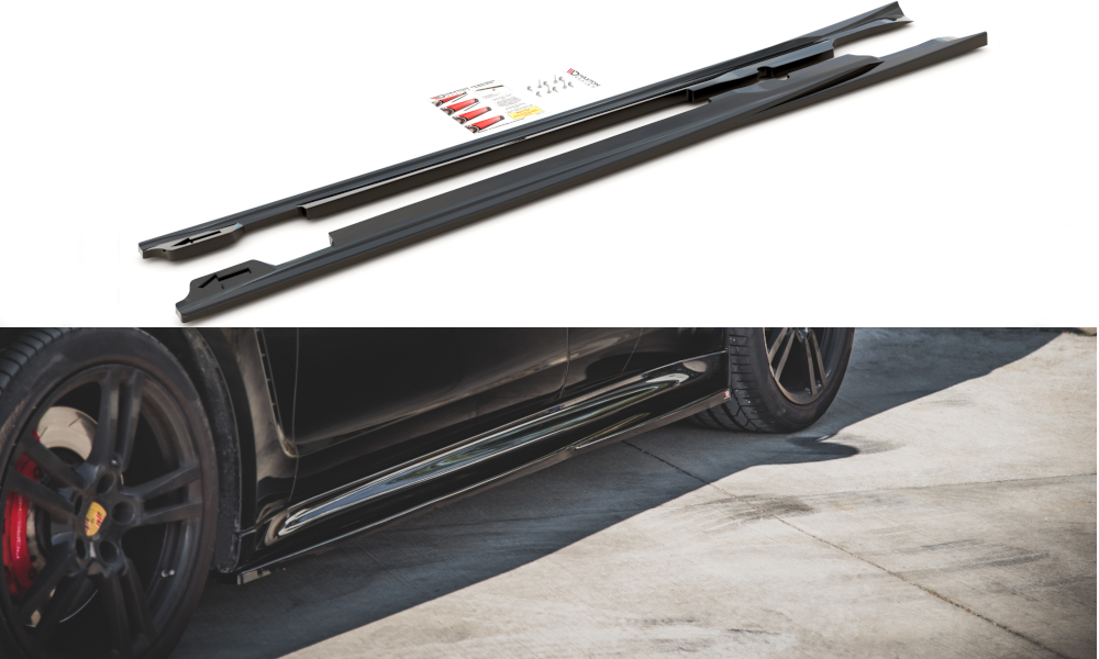 Street+ Seitenschweller Leisten passend für V.1 passend für Porsche Panamera Turbo 970 Facelift schwarz Hochglanz – Ansicht 2