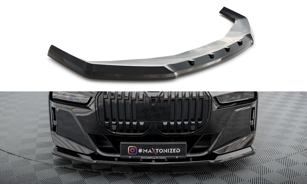 Street+ Spoilerlippe Front Ansatz V.1 passend für BMW 7 M-Paket / M760e / i7 M-Paket G70   schwarz Hochglanz – Ansicht 2