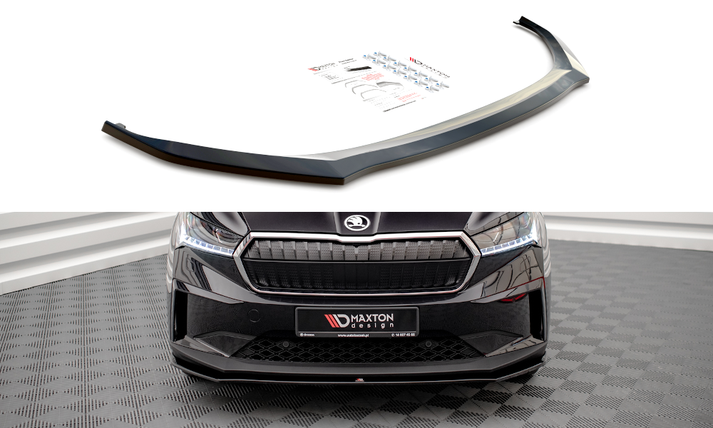 Street+ Spoilerlippe Front Ansatz V.1 passend für Skoda Enyaq iV schwarz Hochglanz – Ansicht 2