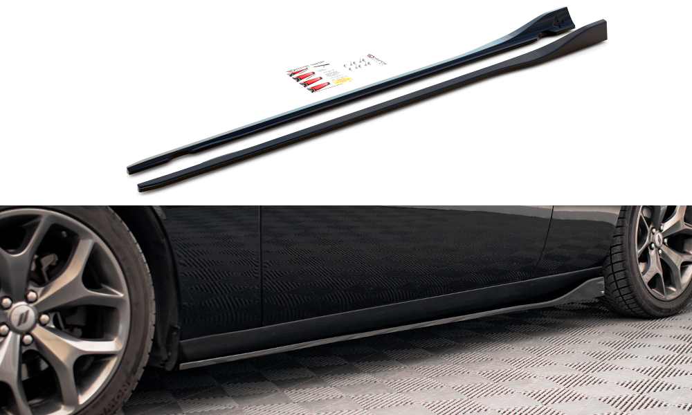 Street+ Seitenschweller Leisten passend für Dodge Challenger GT Mk3 Facelift schwarz Hochglanz – Ansicht 2