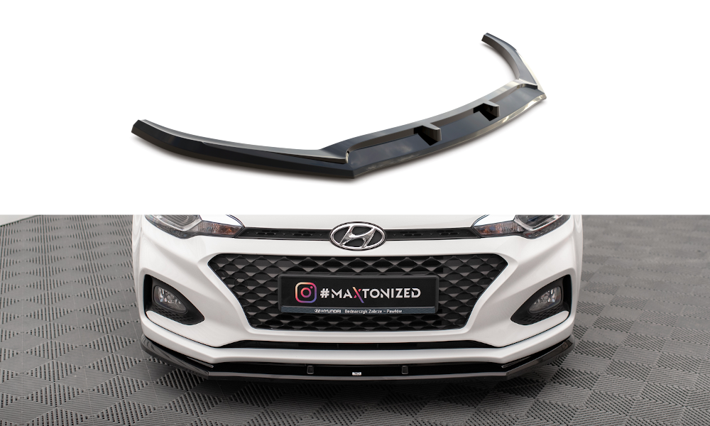 Street+ Spoilerlippe Front Ansatz V.1 passend für Hyundai I20 Mk2 Facelift schwarz Hochglanz – Ansicht 2