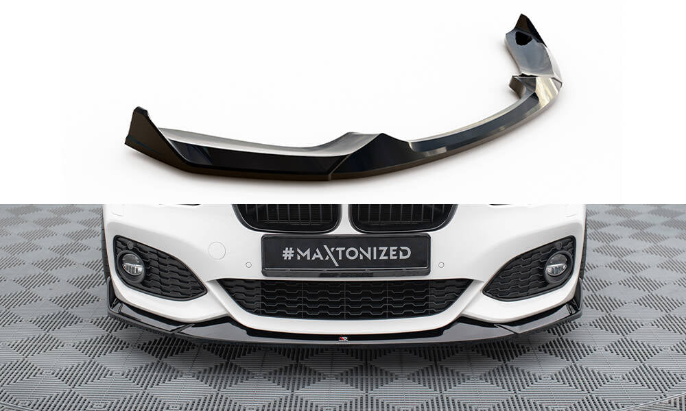 Street+ Spoilerlippe Front Ansatz V.4 passend für CSL Look BMW 1er M-Paket / M140i F20 Facelift schwarz Hochglanz – Ansicht 2
