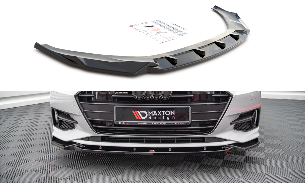 Street+ Spoilerlippe Front Ansatz V.2 passend für Audi A7 C8 schwarz Hochglanz – Ansicht 2