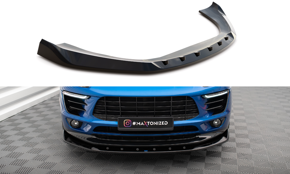Street+ Spoilerlippe Front Ansatz V.1 passend für Porsche Macan Mk1 schwarz Hochglanz – Ansicht 2