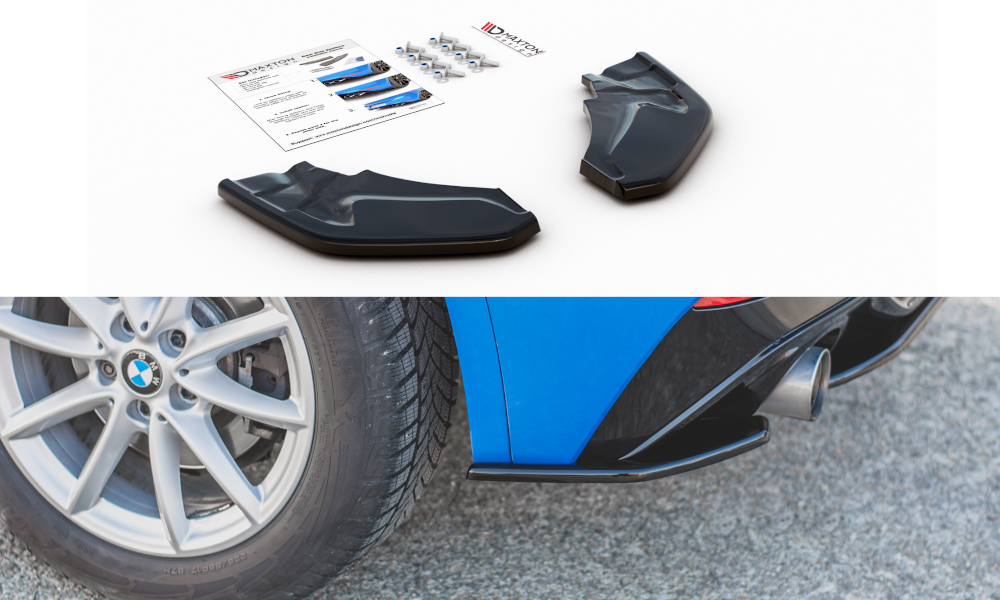Heck Ansatz Flaps Diffusor passend für BMW X2 F39 M-Paket schwarz Hochglanz – Ansicht 2