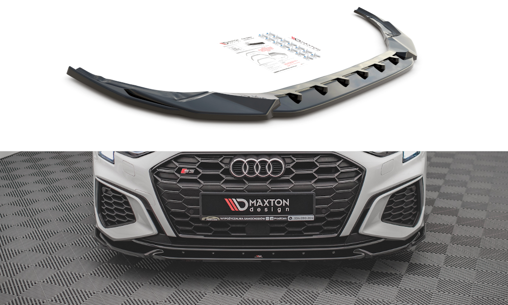 Street+ Spoilerlippe Front Ansatz V.3 passend für Audi S3 / A3 S-Line 8Y schwarz Hochglanz – Ansicht 2