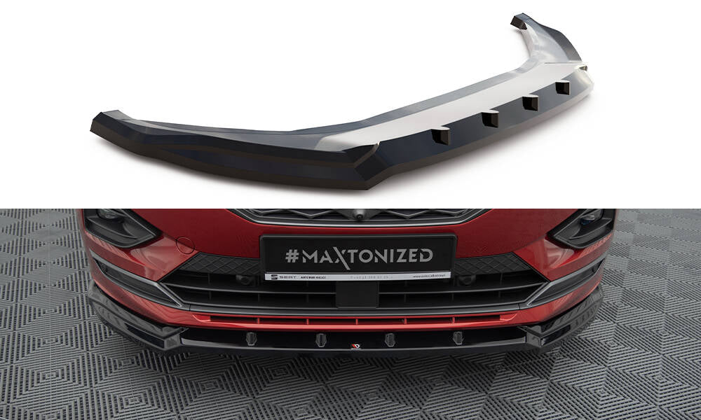 Street+ Spoilerlippe Front Ansatz V.2 passend für Seat Tarraco FR Mk1 schwarz Hochglanz – Ansicht 2