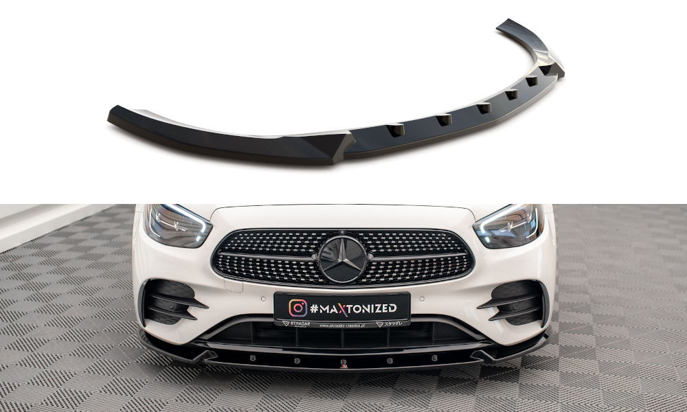 Street+ Spoilerlippe Front Ansatz V.2 passend für Mercedes-Benz E AMG-Line W213 Facelift schwarz Hochglanz – Ansicht 2