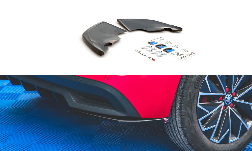 Heck Ansatz Flaps Diffusor passend für Skoda Kamiq Mk1 schwarz Hochglanz – Ansicht 2