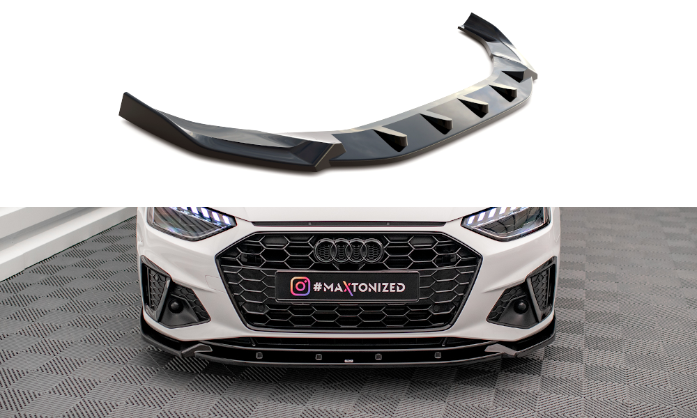 Street+ Spoilerlippe Front Ansatz V.1 passend für Audi A4 S-Line / S4 B9 Facelift schwarz Hochglanz – Ansicht 2