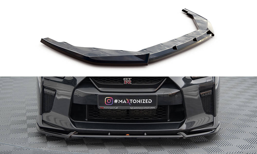 Street+ Spoilerlippe Front Ansatz V.2 passend für Nissan GTR R35 Facelift schwarz Hochglanz – Ansicht 2