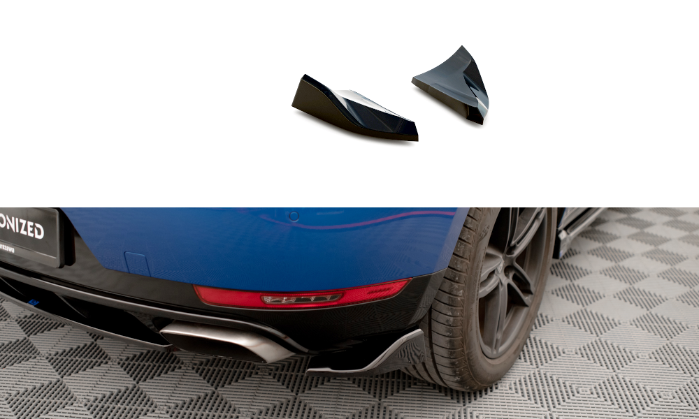 Heck Ansatz Flaps Diffusor passend für Porsche Macan Mk1 schwarz Hochglanz – Ansicht 2