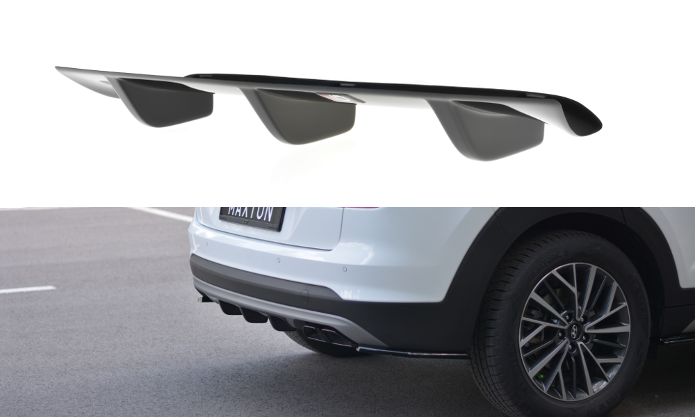 Diffusor Heck Ansatz passend für Hyundai Tucson Mk3 Facelift schwarz Hochglanz – Ansicht 2