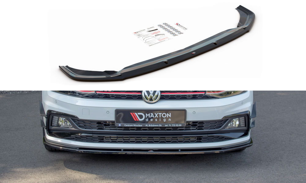 Street+ Spoilerlippe Front Ansatz V.1 passend für VW Polo GTI / R-line Mk6 schwarz Hochglanz – Ansicht 2
