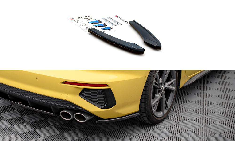 Heck Ansatz Flaps Diffusor passend für Audi S3 Limousine 8Y schwarz Hochglanz – Ansicht 2