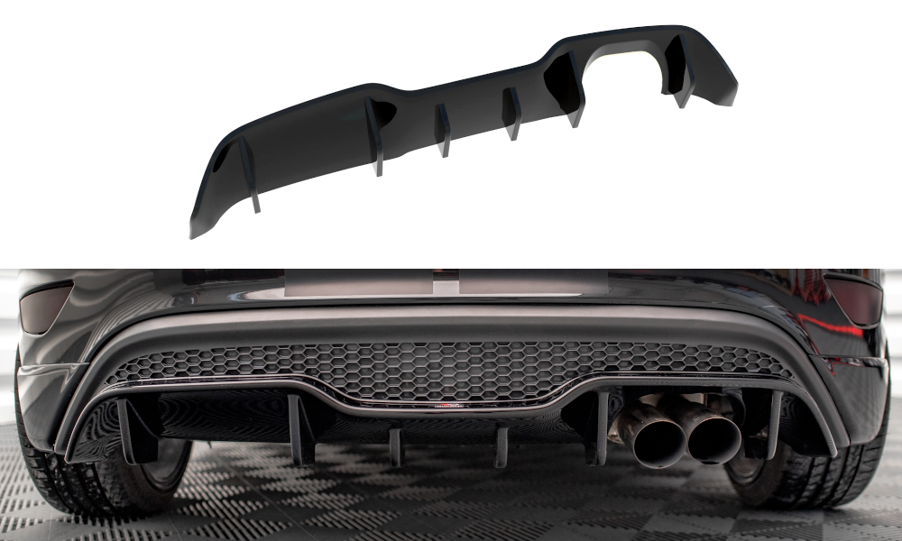 Diffusor Heck Ansatz passend für Ford Fiesta ST (5-Türige version) Mk7 Facelift schwarz Hochglanz – Ansicht 2