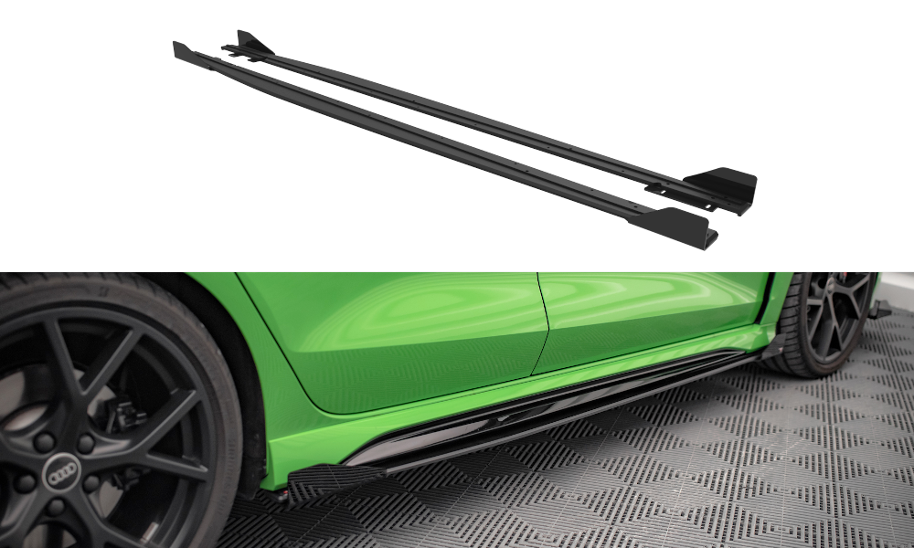 Street Pro Street+ Seitenschweller Leisten + Flaps passend für Audi RS3 Limousine 8Y schwarz Hochglanz – Ansicht 2