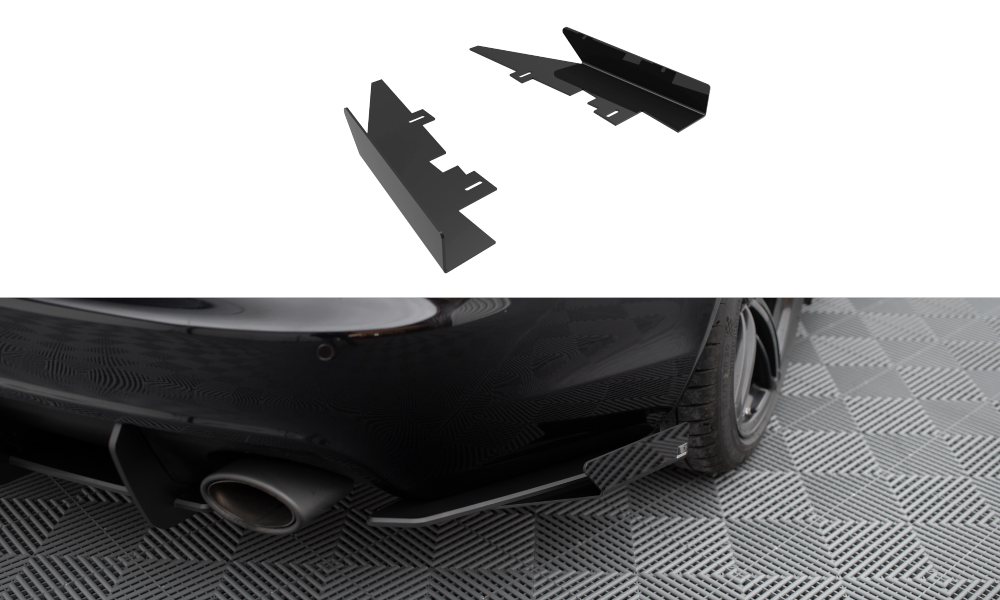 Hintere Seiten Flaps passend für Audi RS6 Avant C6 schwarz Hochglanz – Ansicht 2