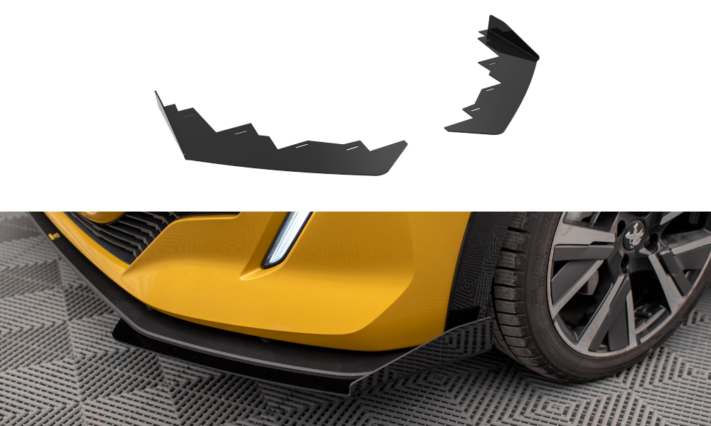 Front Stoßstange Flaps passend für Peugeot 208 GT Mk2 schwarz Hochglanz – Ansicht 2