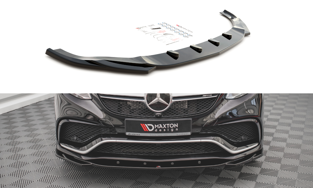 Street+ Spoilerlippe Front Ansatz V.2 passend für Mercedes-Benz GLE Coupe / SUV 63 AMG C292 / W166 schwarz Hochglanz – Ansicht 2
