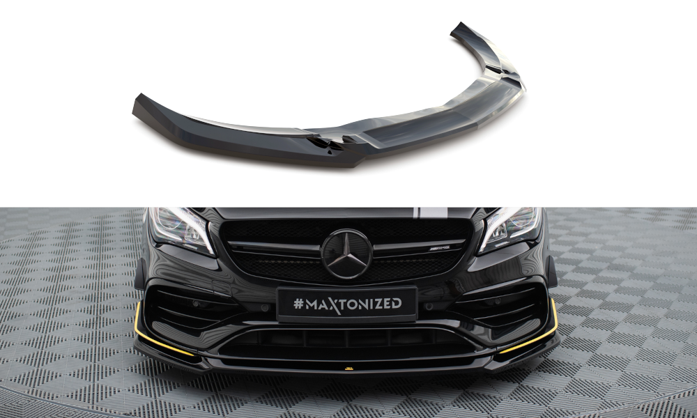 Street+ Spoilerlippe Front Ansatz V.4 passend für Mercedes-AMG CLA 45 Aero C117 Facelift schwarz Hochglanz – Ansicht 2