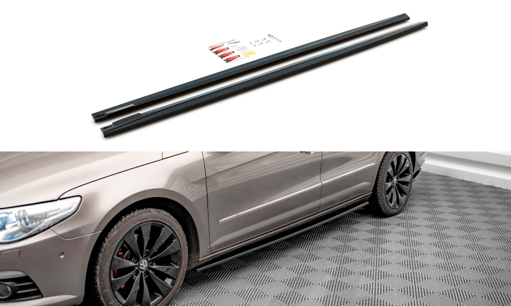 Street+ Seitenschweller Leisten V.2 passend für VW Passat CC schwarz Hochglanz – Ansicht 2