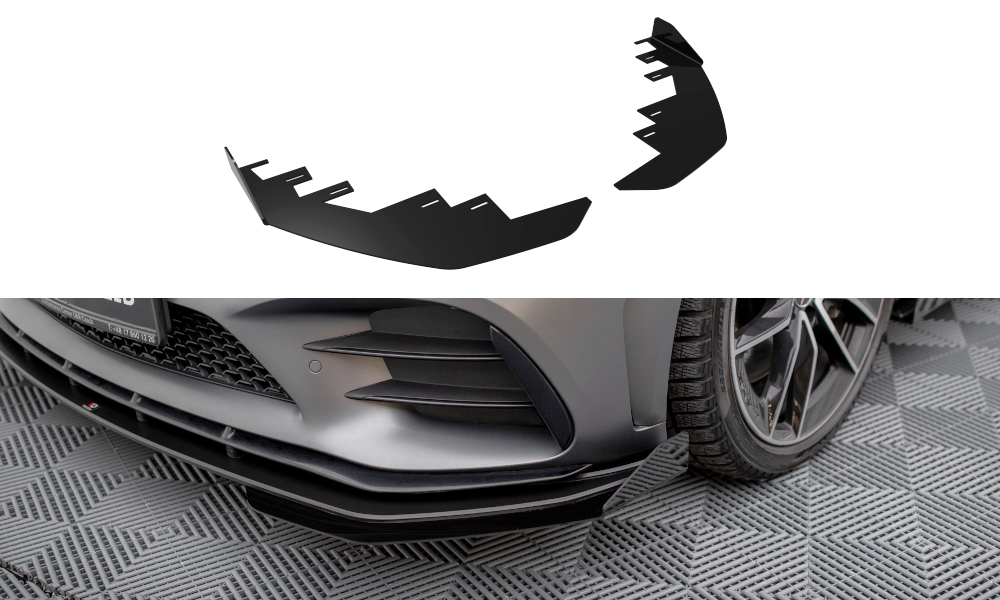 Front Stoßstange Flaps passend für Mercedes-AMG C43 Coupe / Cabrio C205  Facelift / A205 Facelift schwarz Hochglanz – Ansicht 2