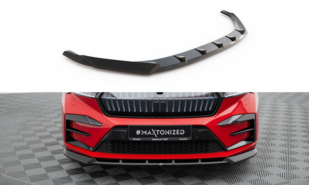 Street+ Spoilerlippe Front Ansatz passend für Skoda Enyaq Coupe iV RS  schwarz Hochglanz – Ansicht 2