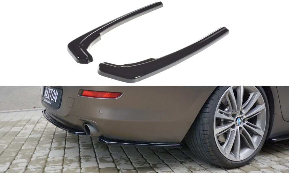 Heck Ansatz Flaps Diffusor passend für BMW 6er GRAN COUPÉ schwarz Hochglanz – Ansicht 2
