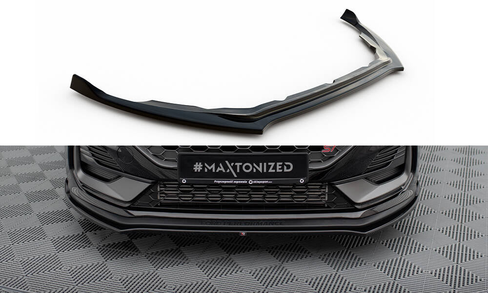 Street+ Spoilerlippe Front Ansatz V.1 passend für Ford Fiesta ST / ST-line Mk8 Facelift schwarz Hochglanz – Ansicht 2