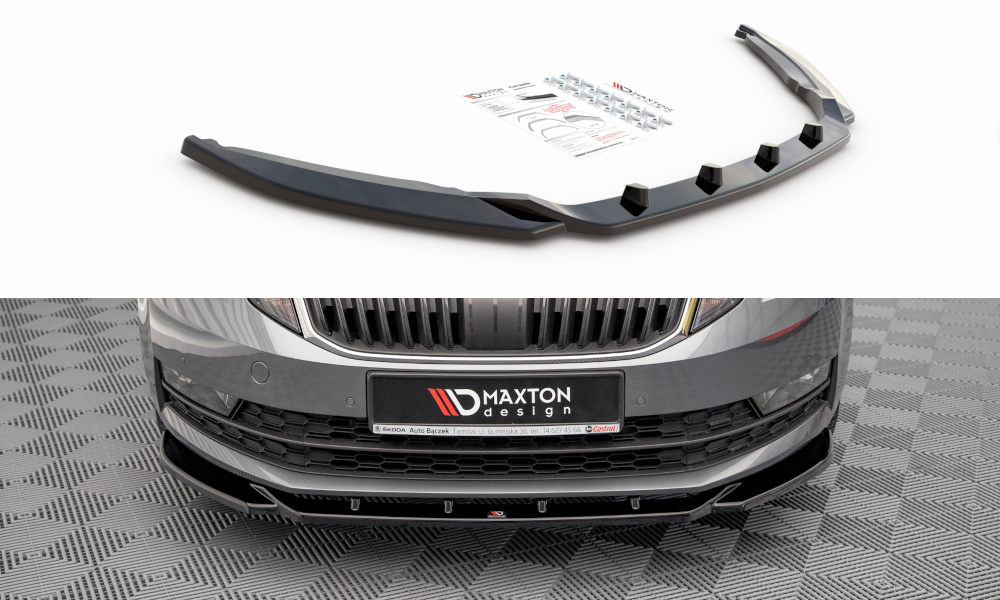 Street+ Spoilerlippe Front Ansatz V.2 passend für Skoda Octavia Mk3 Facelift schwarz Hochglanz – Ansicht 2