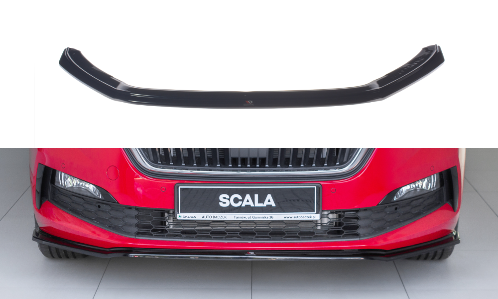 Street+ Spoilerlippe Front Ansatz V.3 passend für Skoda Scala schwarz Hochglanz – Ansicht 2