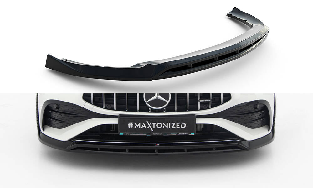 Street+ Spoilerlippe Front Ansatz passend für Mercedes-AMG CLA 35 Coupe / Shooting Brake C118 Facelift / X118 Facelift schwarz Hochglanz – Ansicht 2