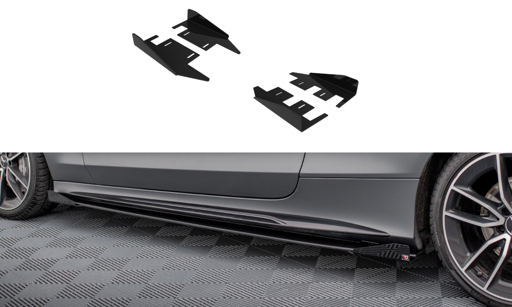 Seitenschweller Flaps passend für Mercedes-AMG C43 Coupe / Cabrio C205  Facelift / A205 Facelift schwarz Hochglanz – Ansicht 2