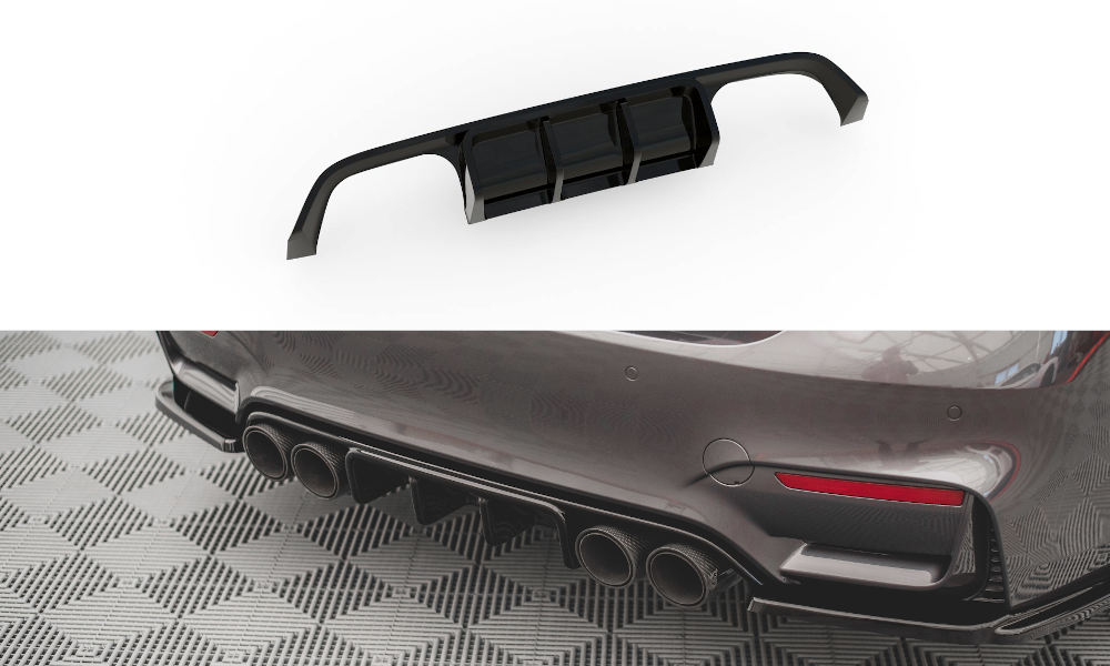 Diffusor Heck Ansatz passend für BMW M4 F82 schwarz Hochglanz – Ansicht 2