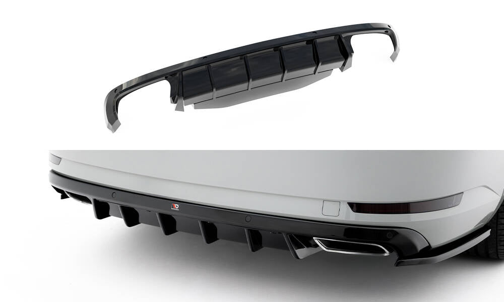 Diffusor Heck Ansatz V.2 passend für Skoda Superb Liftback / Combi  Mk3 schwarz Hochglanz – Ansicht 2