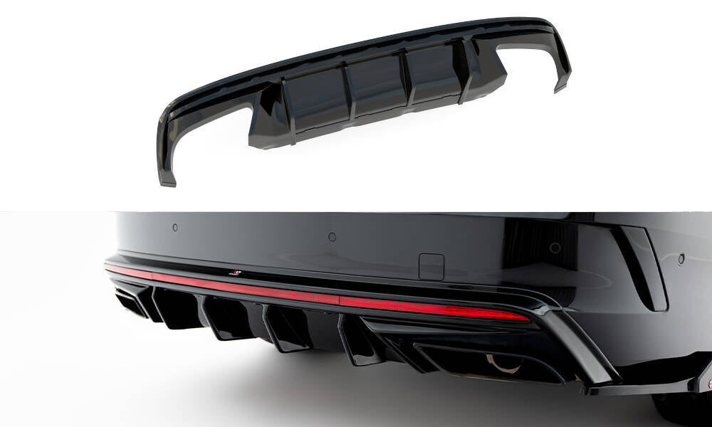 Diffusor Heck Ansatz passend für Skoda Octavia RS Liftback / Combi Mk4 Facelift schwarz Hochglanz – Ansicht 2