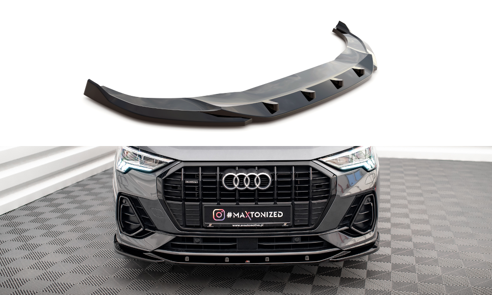 Street+ Spoilerlippe Front Ansatz V.3 passend für Audi Q3 Sportback / SUV S-Line F3 schwarz Hochglanz – Ansicht 2