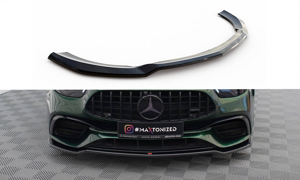 Street+ Spoilerlippe Front Ansatz V.1 passend für Mercedes-AMG E63 W213 Facelift schwarz Hochglanz – Ansicht 2