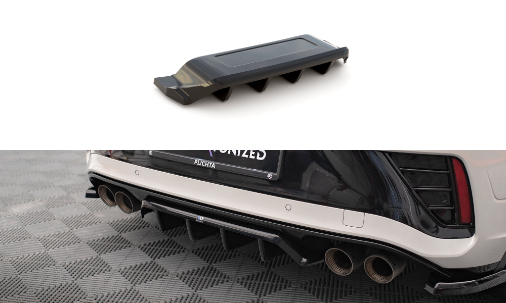 Street+ Mittlerer Diffusor RACE passend für VW T-Roc R / R-Line Mk1 Facelift schwarz Hochglanz – Ansicht 2