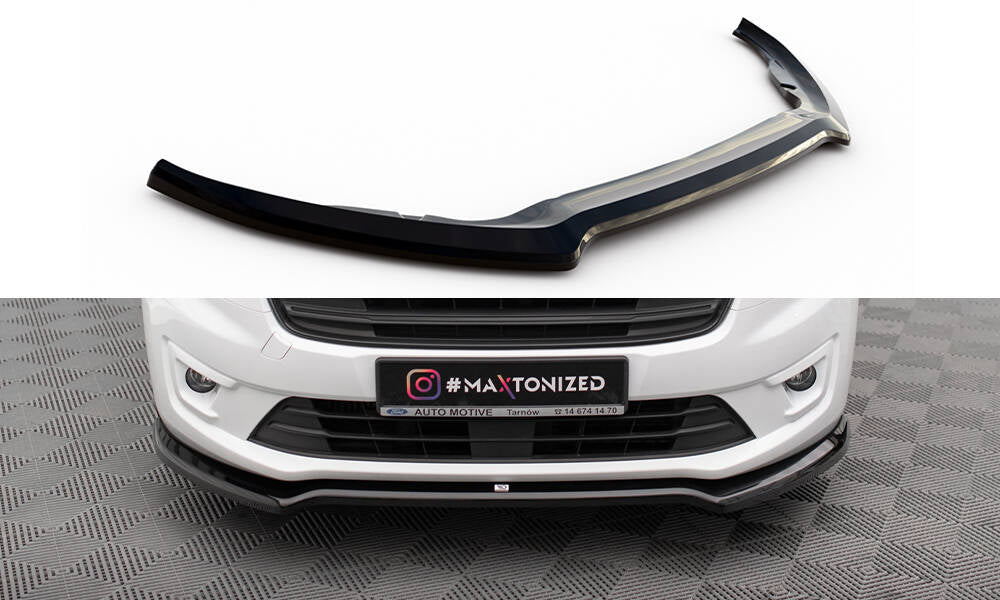 Street+ Spoilerlippe Front Ansatz V.1 passend für Ford Transit Connect Mk2 Facelift schwarz Hochglanz – Ansicht 2