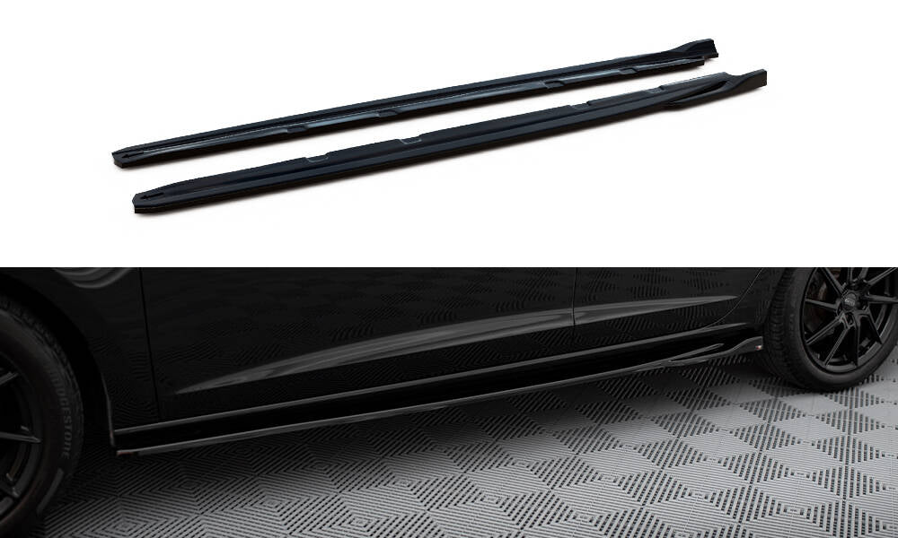 Street+ Seitenschweller Leisten passend für V.4 Seat Leon Cupra / FR Mk3 FL schwarz Hochglanz – Ansicht 2