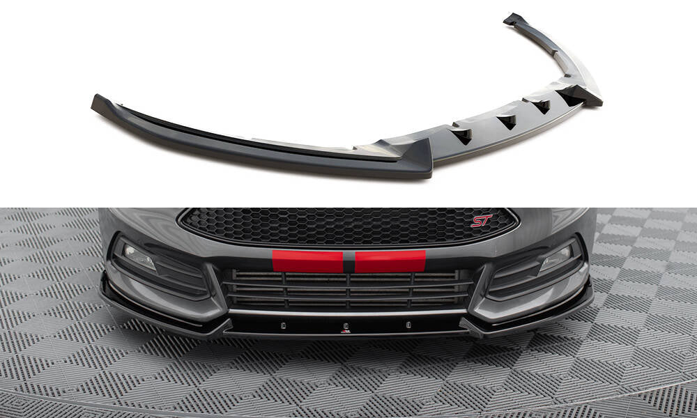 Street+ Spoilerlippe Front Ansatz V.4 passend für Ford Focus ST Mk3 Facelift schwarz Hochglanz – Ansicht 2